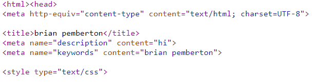 In de broncode van de website staat ook echt "meta name="description" content="hi"". Zelfs zonder punt na hi.